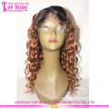 China Qingdao factory 100% brazilian virgin remy human hair glueless two tone color 1b/30 lace wig